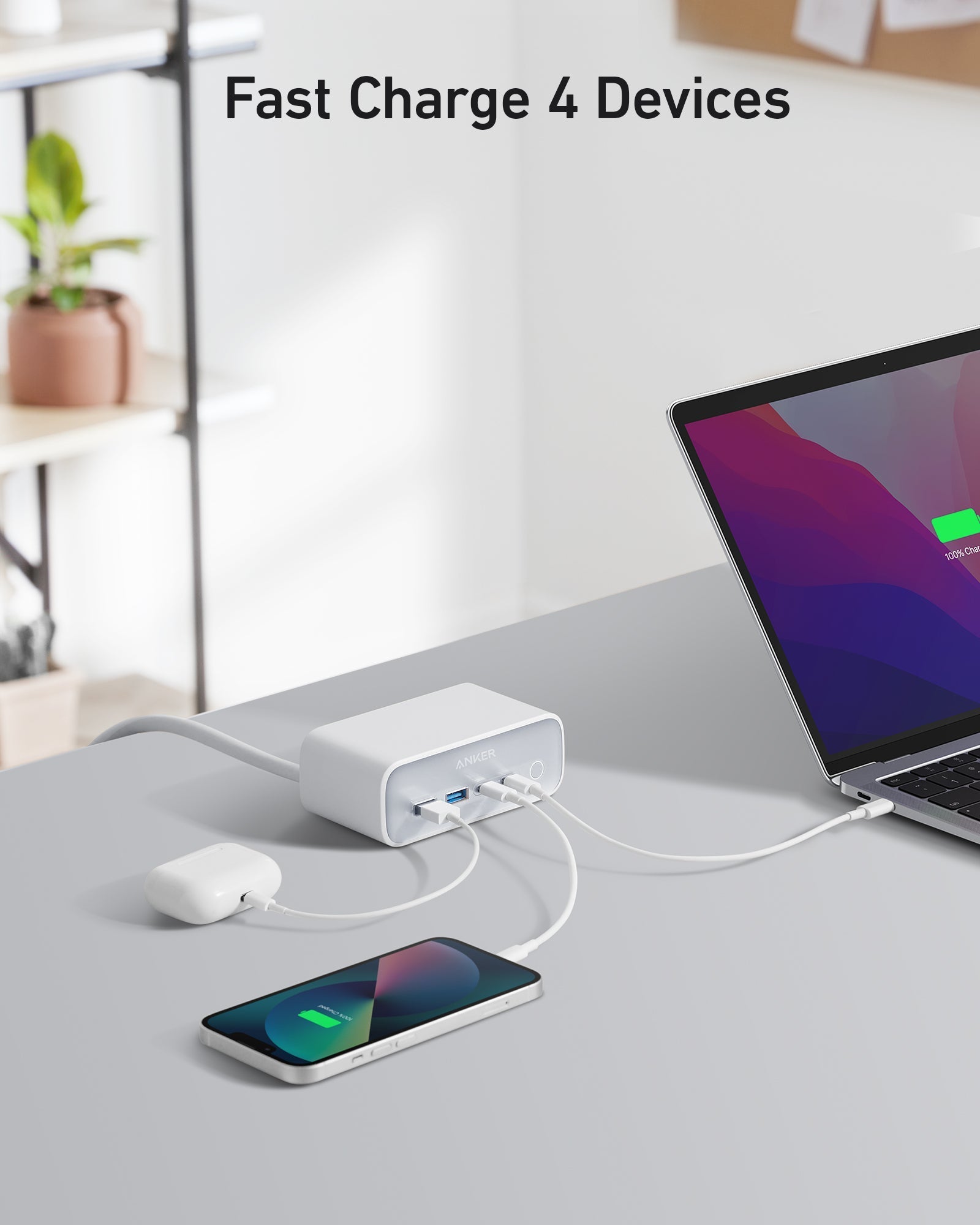 Anker 525 Charging Station - 7 In 1 Hub With 3 Outlets And 2 USB Ports For Safe Multi-Device Charging by Anker