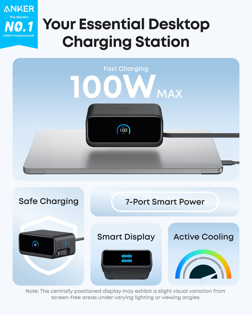 Anker Nano Charging Station - 7-In-1 100W Power Hub With Cable Management For Busy Desks by Anker
