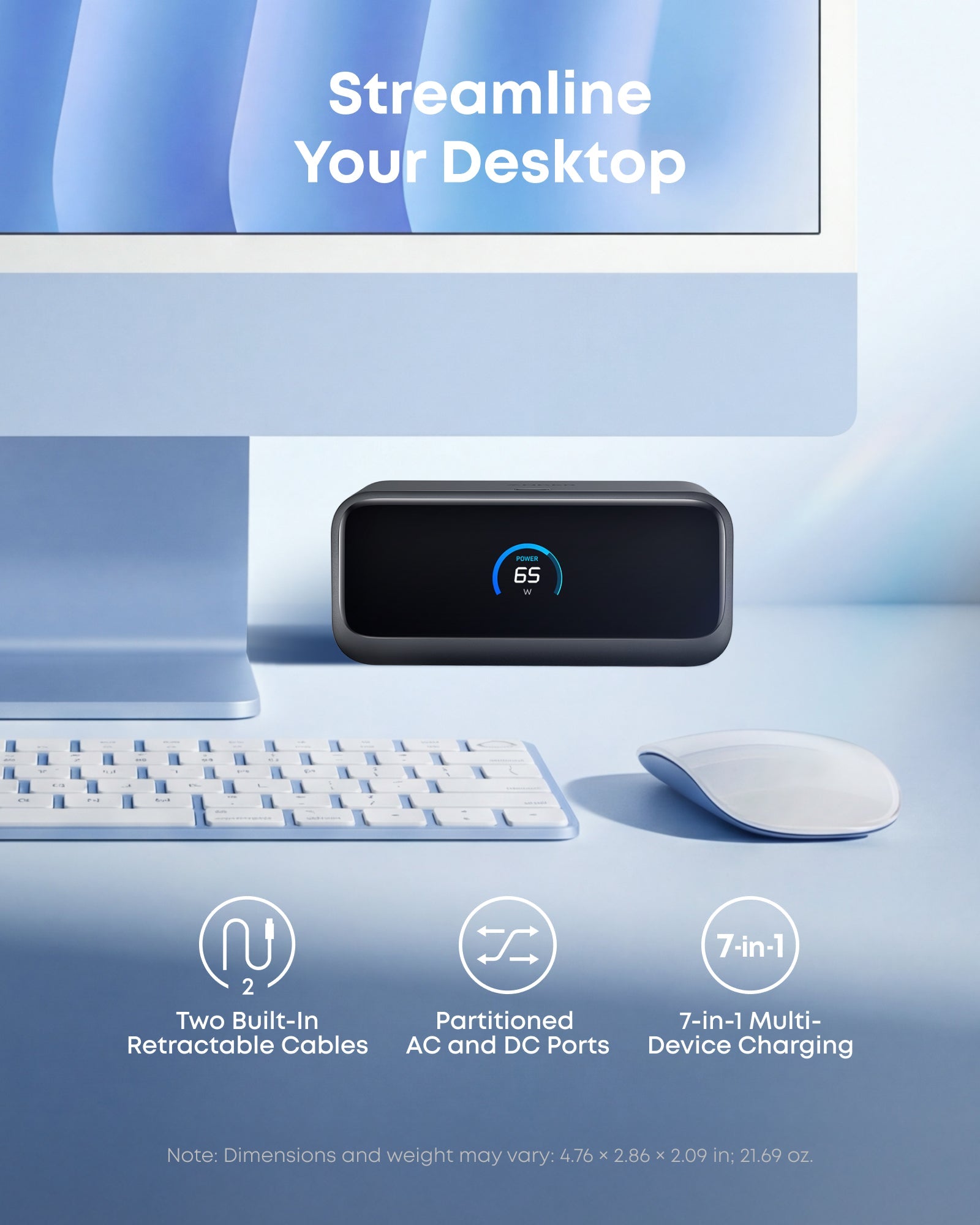 Anker Nano Charging Station - 7-In-1 100W Power Hub With Cable Management For Busy Desks by Anker