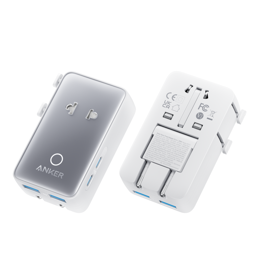 Anker Nano Travel Adapter - 5-in-1 Universal Charger With 20W USB-C Power For Global Travel by Anker
