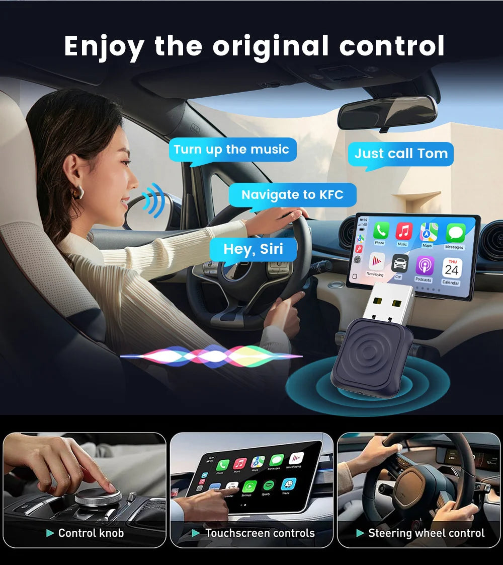 2 in 1 Car Kit 5.0 Ultra Wireless CarPlay Android Auto Adapter