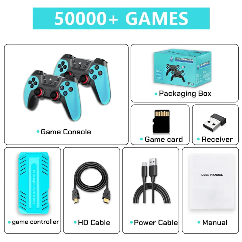 U36 Wireless Game Stick Retro Gaming Console S905 128G 50,000+ Games Support 40+ Classic Emulators For PS1/PSP 4K HDMI Kid Gifts by Tech-Home Store