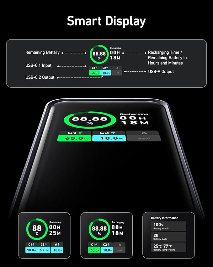 Anker Prime Power Bank 20K 200W - High Speed 200W Multi-Device USB-C And USB-A Charging by Anker