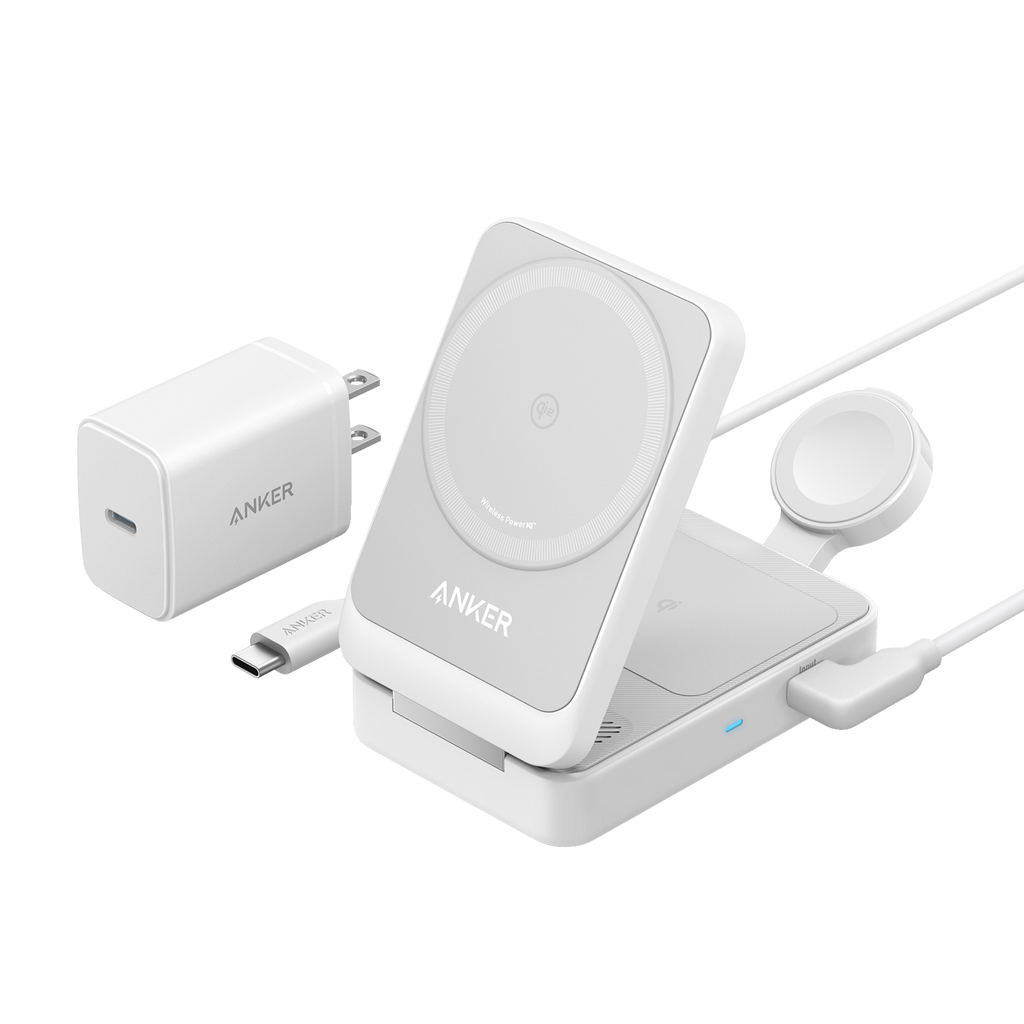 Anker MagGo Wireless Charging Station Foldable 3-in-1 - MagSafe 15W Wireless Charger for iPhone Apple Watch AirPods by Anker