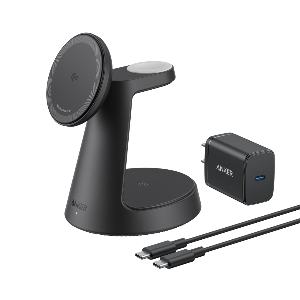 Anker MagGo Wireless Charging Station 3-In-1 Dock Stand - MagSafe 15W Fast Charger for Phone Watch by Anker