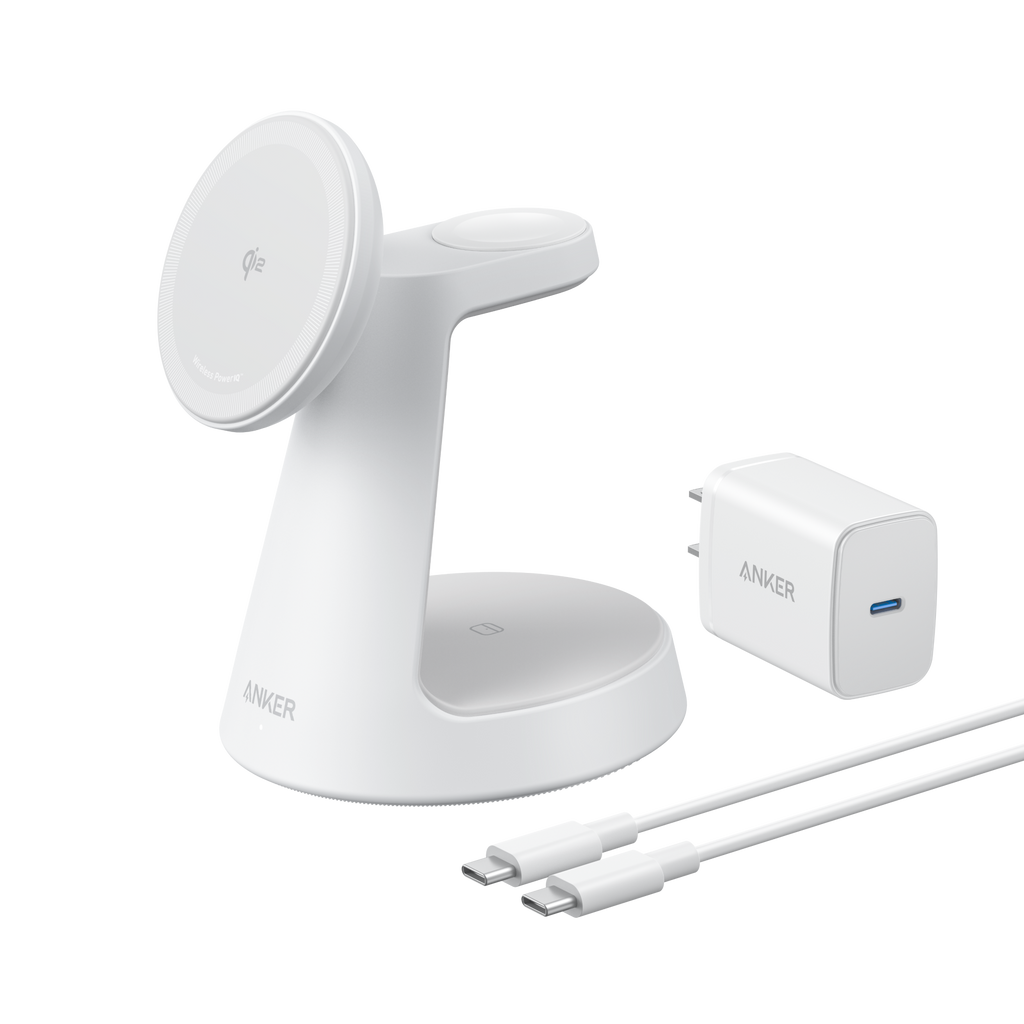 Anker MagGo Wireless Charging Station 3-In-1 Dock Stand - MagSafe 15W Fast Charger for Phone Watch by Anker