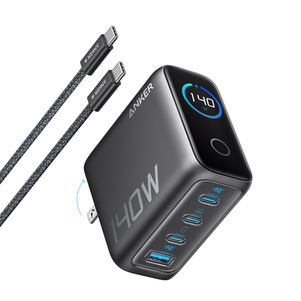 Anker 140W 4-Port PD 3.1 GaN Charger With USB C Cable - Fast Safe Multi Device Charging For Laptops Phones by Anker