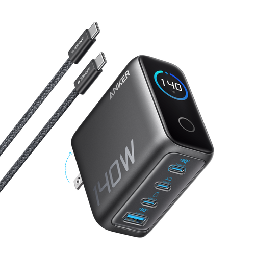 Anker 140W 4-Port PD 3.1 GaN Charger With USB C Cable - Fast Safe Multi Device Charging For Laptops Phones by Anker