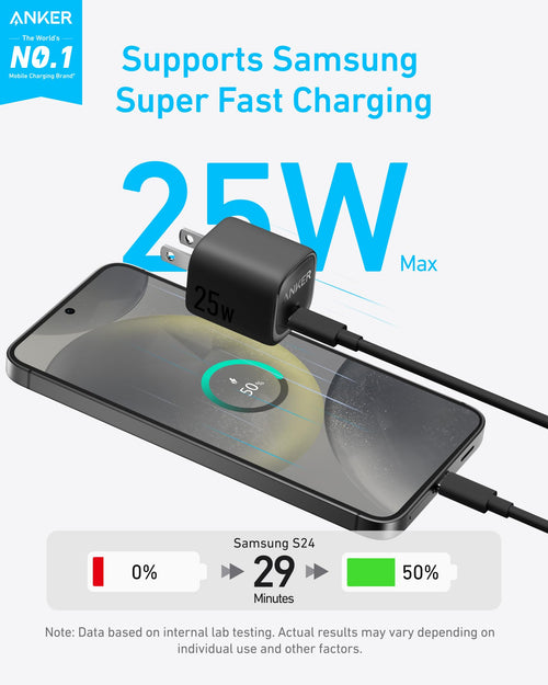 Anker Charger 25W Compact - Fast 25W USB C Power Delivery For Samsung And All Devices Travel Ready by Anker