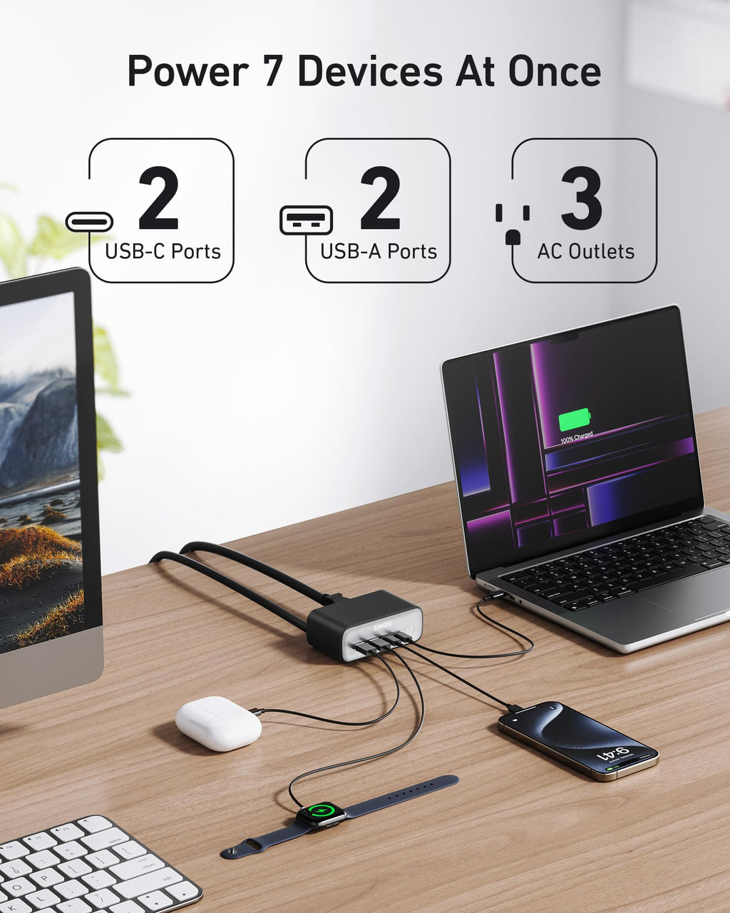 Anker 7-in-1 USB-C Charging Station 100W BOA - All-In-One Desk Power Hub for Multi-Device Setups by Anker