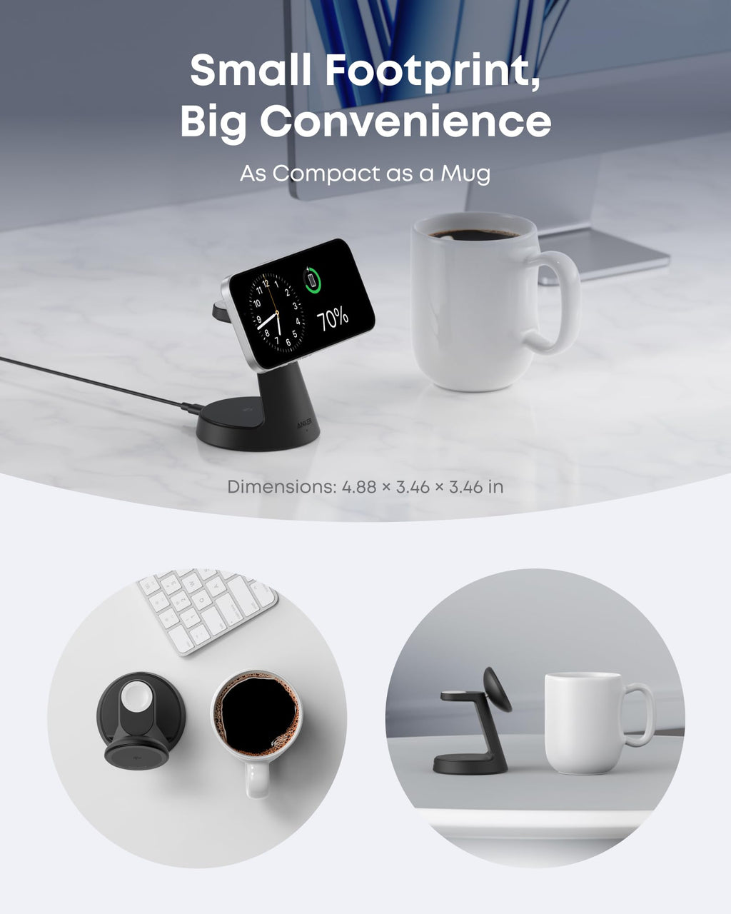 Anker MagGo Wireless Charging Station 3-In-1 Dock Stand - MagSafe 15W Fast Charger for Phone Watch by Anker