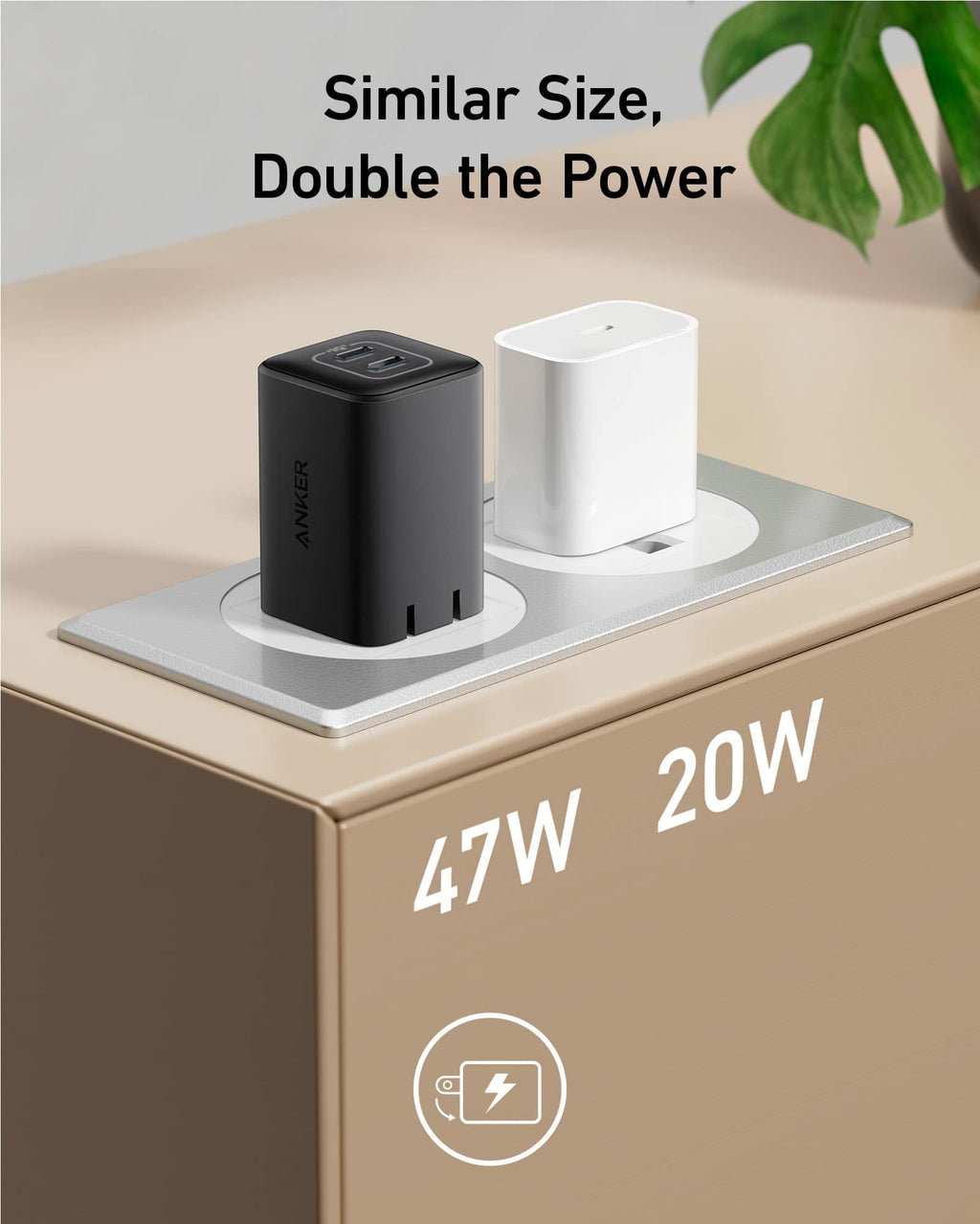 Anker 523 Charger Nano 3 47W Compact Dual USB C Travel Charger For iPhone iPad And MacBook Air by Anker