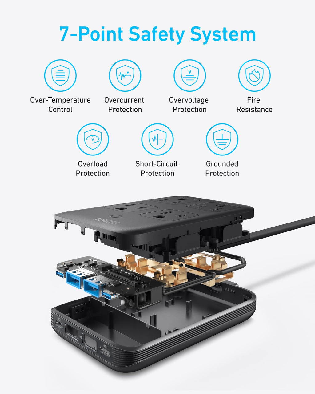 Anker Charging Station 8-in-1 20W - Compact Desk Power Hub With USB-C USB-A And AC Outlets by Anker