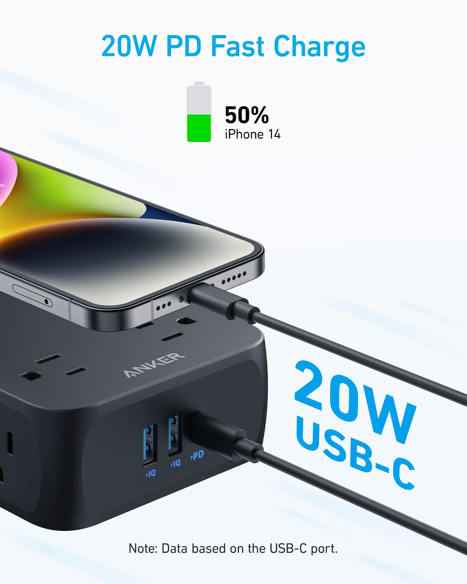 Anker 341 USB Power Strip 11 In 1 Compact Hub With 8 AC Outlets And USB C Port For Desks by Anker
