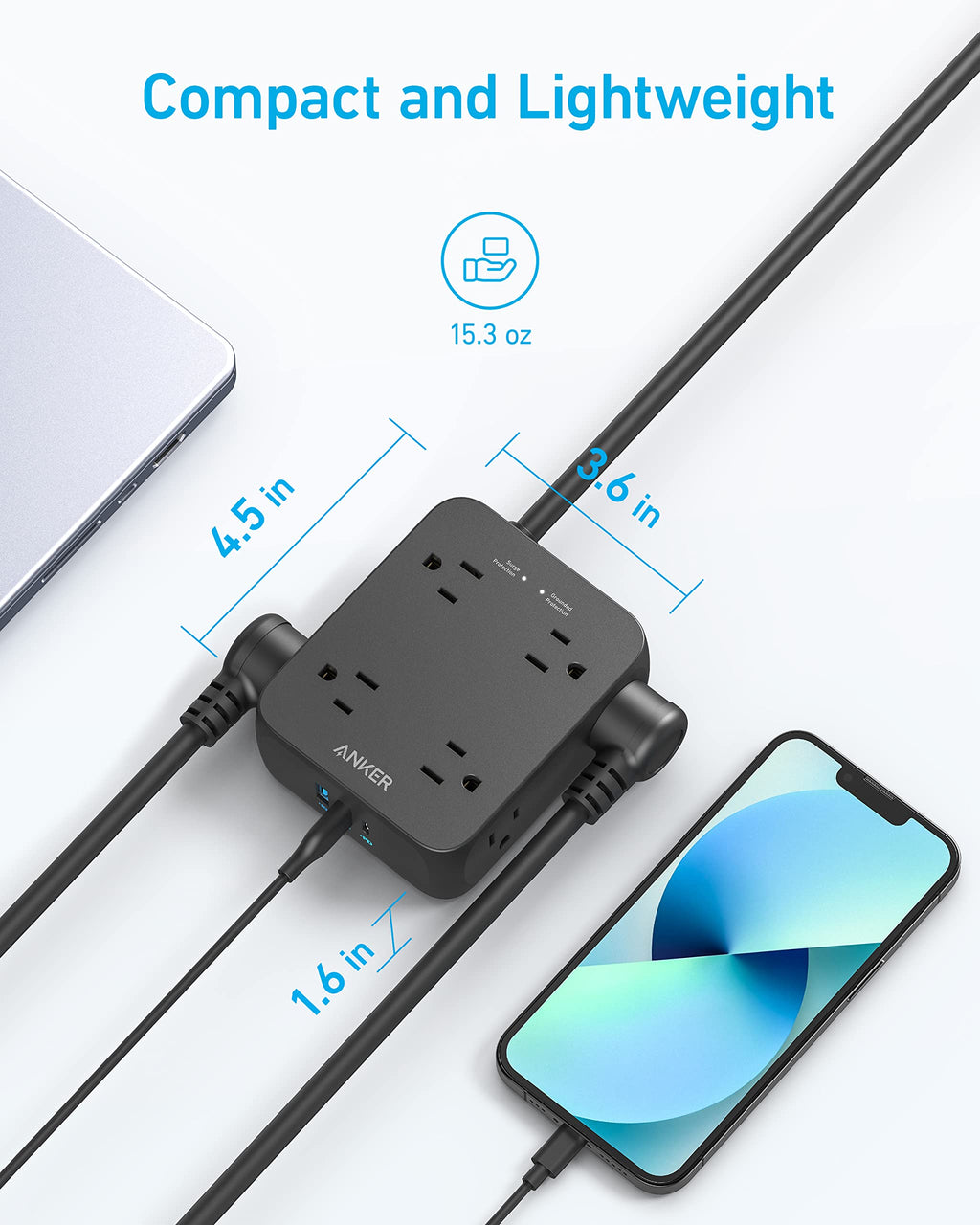 Anker 341 USB Power Strip 11 In 1 Compact Hub With 8 AC Outlets And USB C Port For Desks by Anker