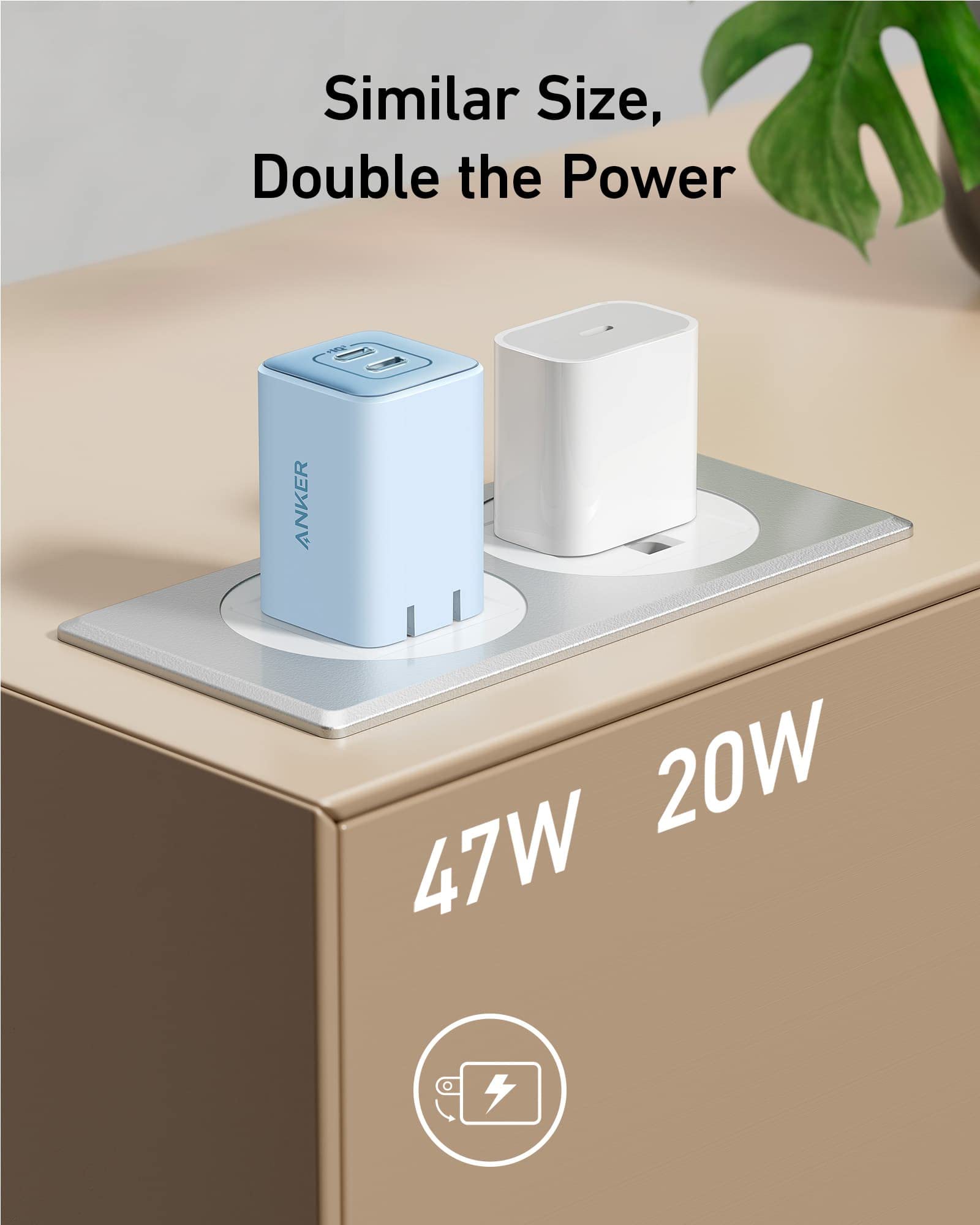 Anker 523 Charger Nano 3 47W Compact Dual USB C Travel Charger For iPhone iPad And MacBook Air by Anker