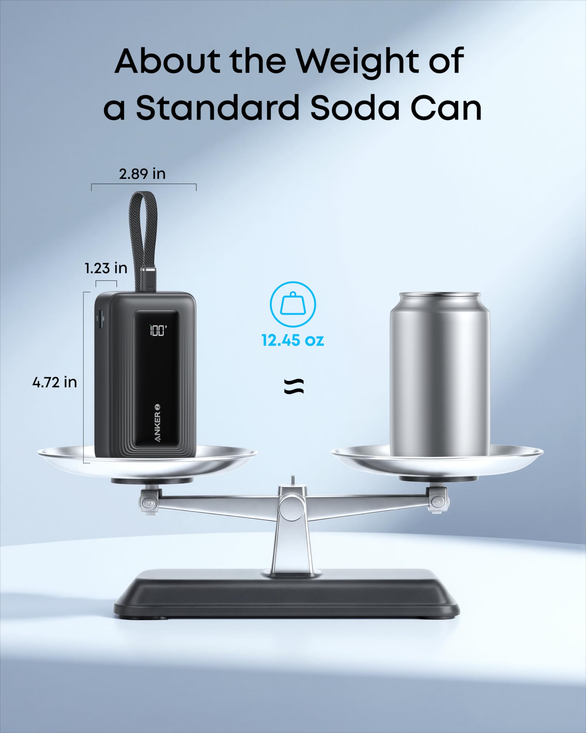 Anker Zolo Power Bank (10K, 30W) with a 5.4-inch (13.7 cm) built-in USB-C cable. by Anker