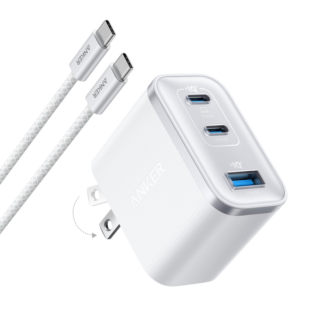 Anker Nano Charger 70W 3-Port - Ultra-Compact Fast USB-C Power for MacBook Pro and On the Go by Anker