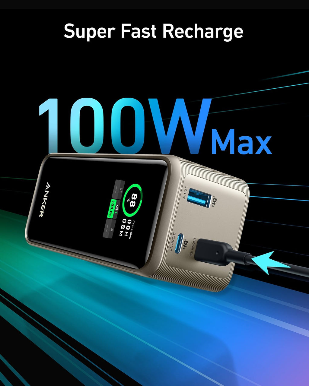 Anker Prime Power Bank 20K 200W - High Speed 200W Multi-Device USB-C And USB-A Charging by Anker