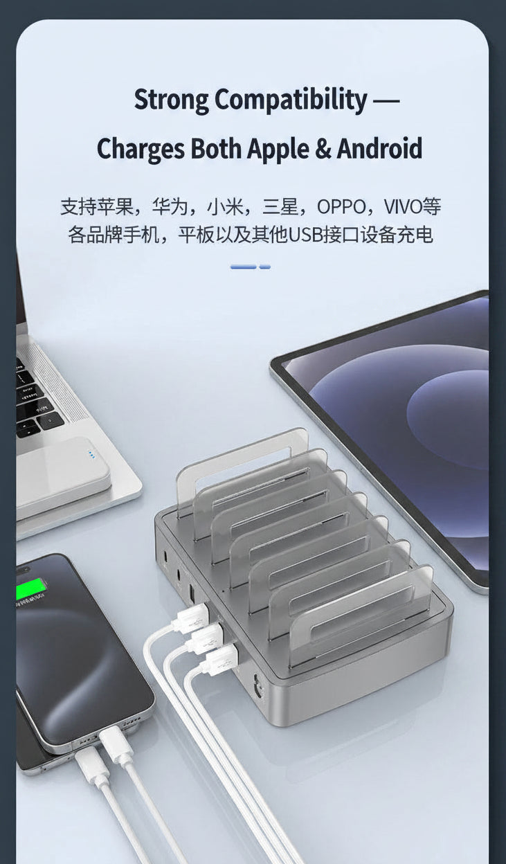 QC3.0 multi-port USB charger PD phablet universal desktop stand smart charging station fast charger by Tech-Home Store