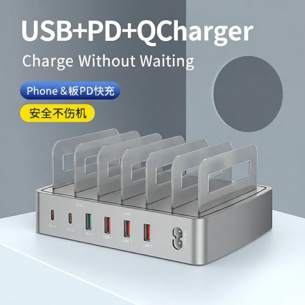 QC3.0 multi-port USB charger PD phablet universal desktop stand smart charging station fast charger by Tech-Home Store