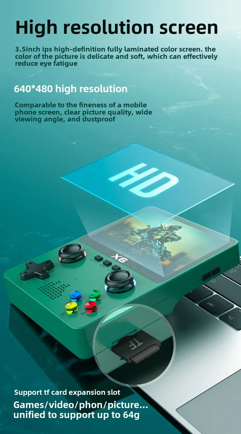 Original X6 3.5Inch IPS Screen Handheld Game Player Dual Joystick 11 Simulators GBA Video Game Console for Kids Gifts by Tech-Home Store