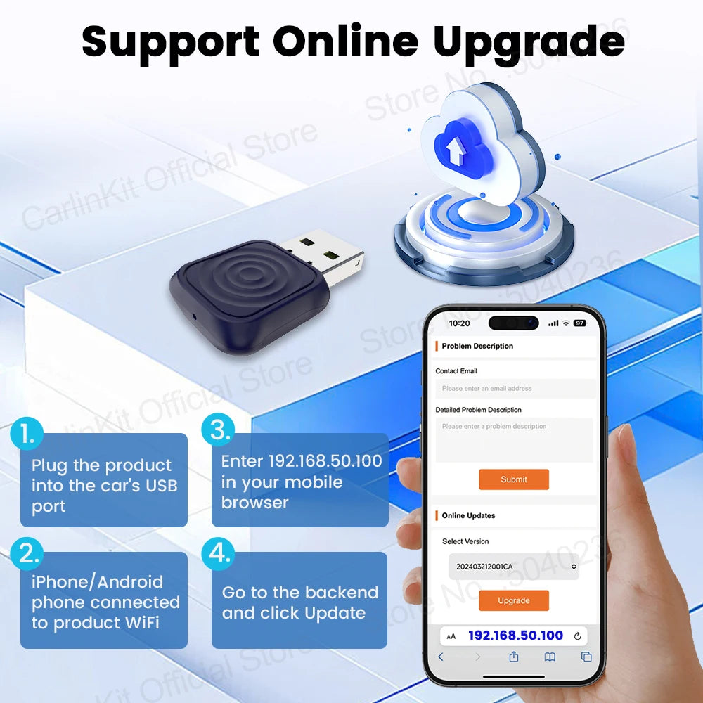 CarlinKit 5.0 Mini Ultra Wireless Adapter Wireless CarPlay Android Auto For OEM Car Plug and Play WiFi Bluetooth Auto Connection by Tech-Home Store