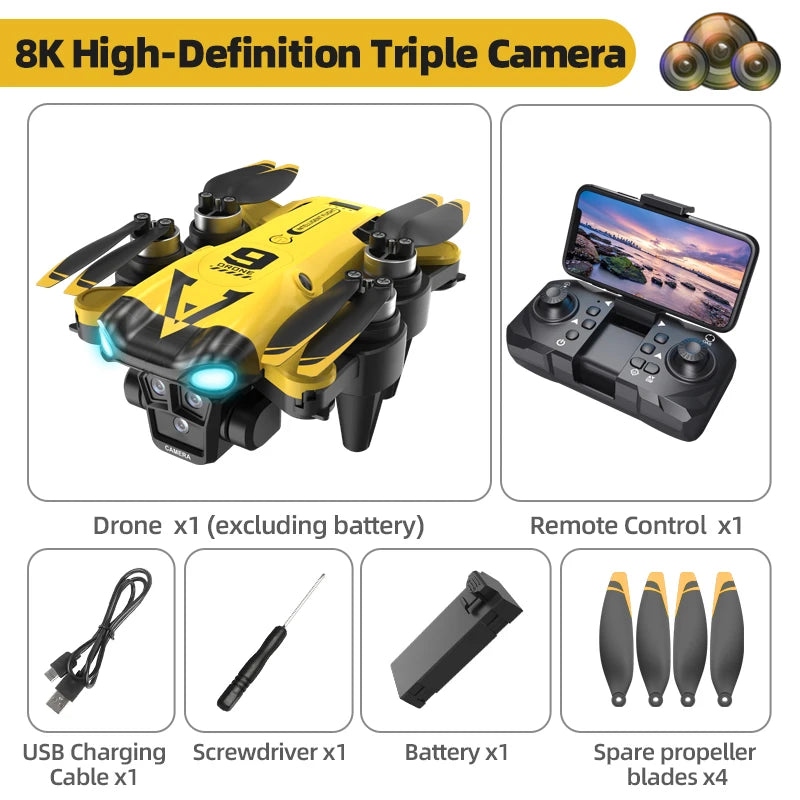 New B9 Pro RC Drone 4K 1080P Wide Angle Dual HD Camera Foldable Quadcopter WiFi FPV Altitude Hold， Long Endurance Drone - Equipped With Optical Flow Positioning And Dual High-definition Cameras, It Is The Perfect Gift For A by Tech-Home Store