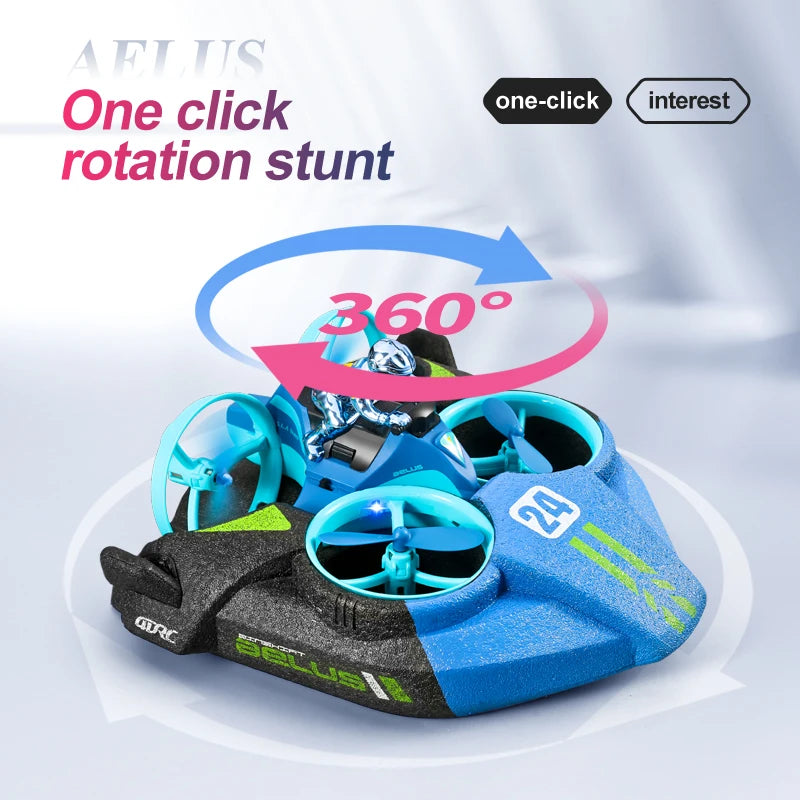4DRC Mini RC Drone Altitude Hold Headless Mode 3 in 1 Sea Land Air Flight 2.4G Remote Control Quadcopter Boat RC Helicopter Toys by Tech-Home Store
