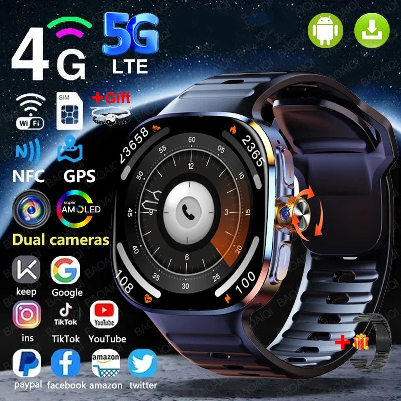 5G/4G Full Network Smart Watch 720*720 AMOLED Screen Video Call 16GB+256GB RAM 2100 MAH Battery Google Play WIFI GPS Smartwatch by Tech-Home Store