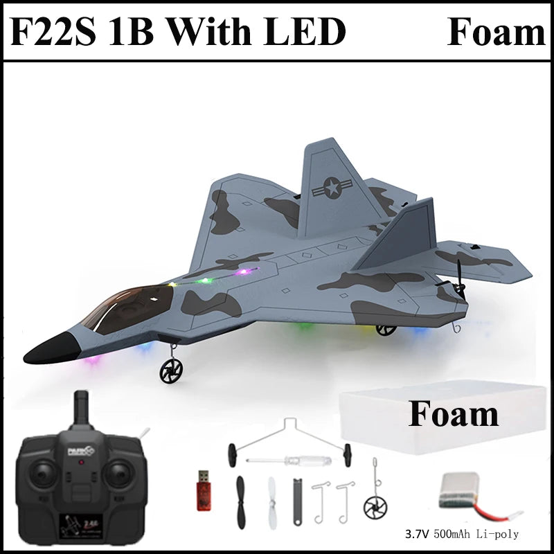 2024 New F22S 2.4G 4CH 3D6G RC Airplane Raptor F22 Warplane WLtoys A180 Upgrade Version LED Light With Gyroscope Out Door Toys by Tech-Home Store