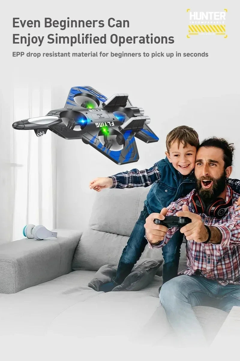 Remote Control Airplane RC Plane Helicopter 360° Flip Stunt Airplane with LED Radio EPP Foam Aircraft Fighter Jet Drone Fly Toy by Tech-Home Store
