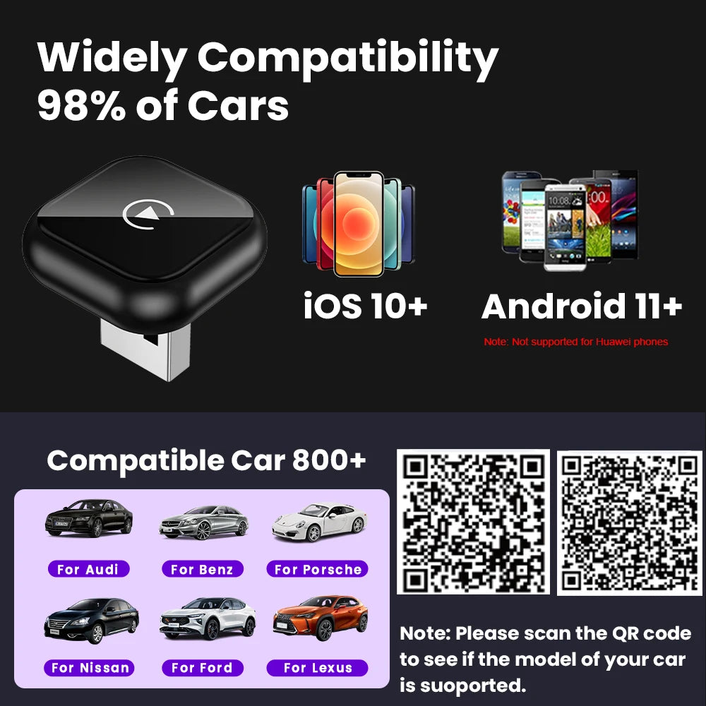 2026 NEW Wireless Carplay Adapter Android Auto 2in 1 Smart Dongle For iphone Android Phone For Volvo Benz Mg Kia Chery VW Honda by Tech-Home Store