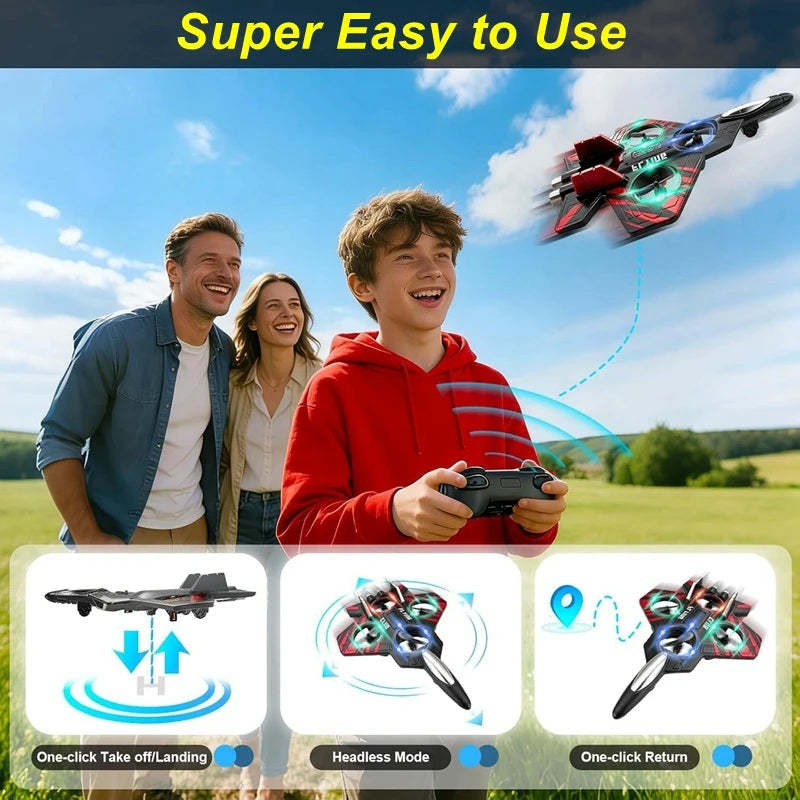 Remote Control Airplane RC Plane Helicopter 360° Flip Stunt Airplane with LED Radio EPP Foam Aircraft Fighter Jet Drone Fly Toy by Tech-Home Store