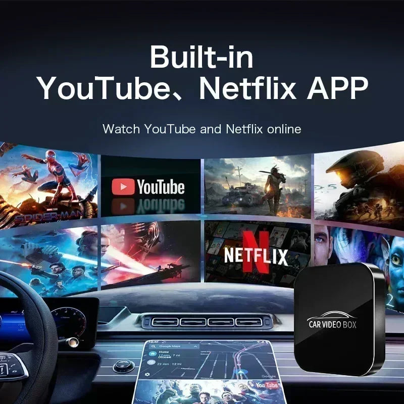 2025 New Andriod 12.0 Video Box Wireless Android Auto & Wireless Carplay 3in1 Smart Multimedia Adapter Built-in Netflix YouTube by Tech-Home Store