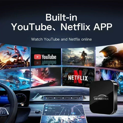 2025 New Andriod 12.0 Video Box Wireless Android Auto & Wireless Carplay 3in1 Smart Multimedia Adapter Built-in Netflix YouTube by Tech-Home Store