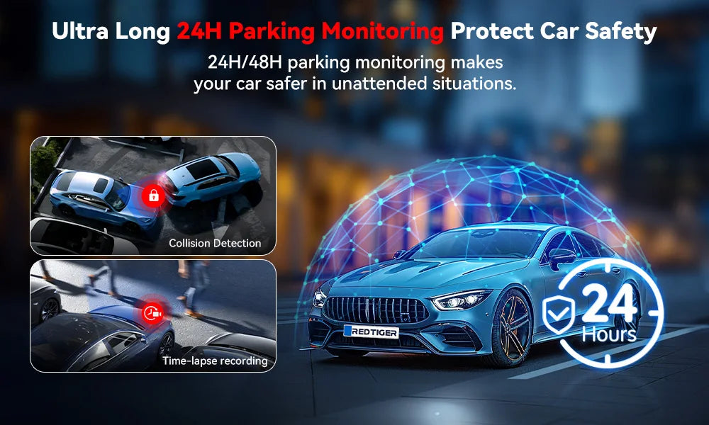 REDTIGER A4 4K Dash Cam Front And Rear Drive Recorder With GPS And 5G WiFi Touch Screen Night Vision - 24H Parking Mode by Tech-Home Store