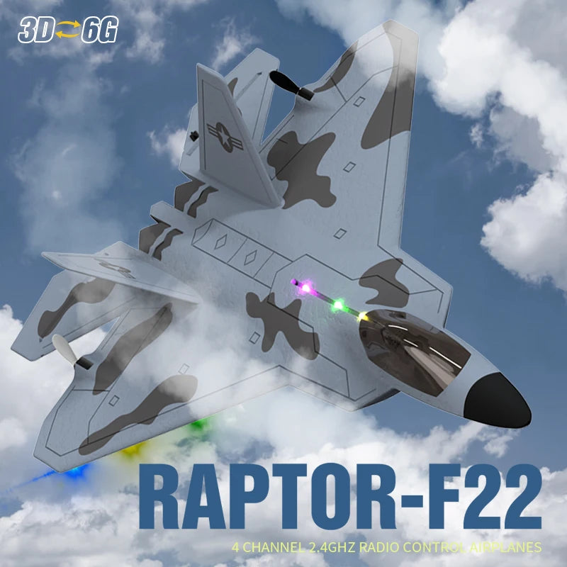 2024 New F22S 2.4G 4CH 3D6G RC Airplane Raptor F22 Warplane WLtoys A180 Upgrade Version LED Light With Gyroscope Out Door Toys by Tech-Home Store