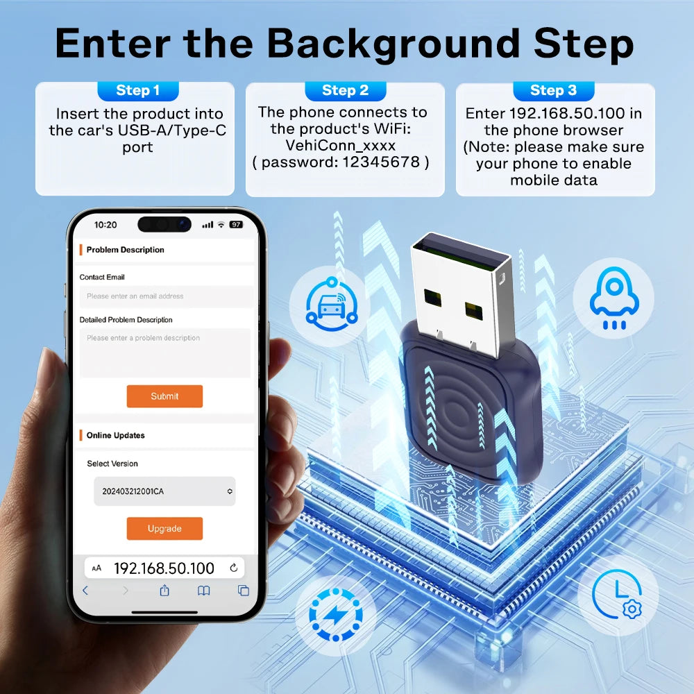 2 in 1 Car Kit 5.0 Ultra Wireless CarPlay Android Auto Adapter