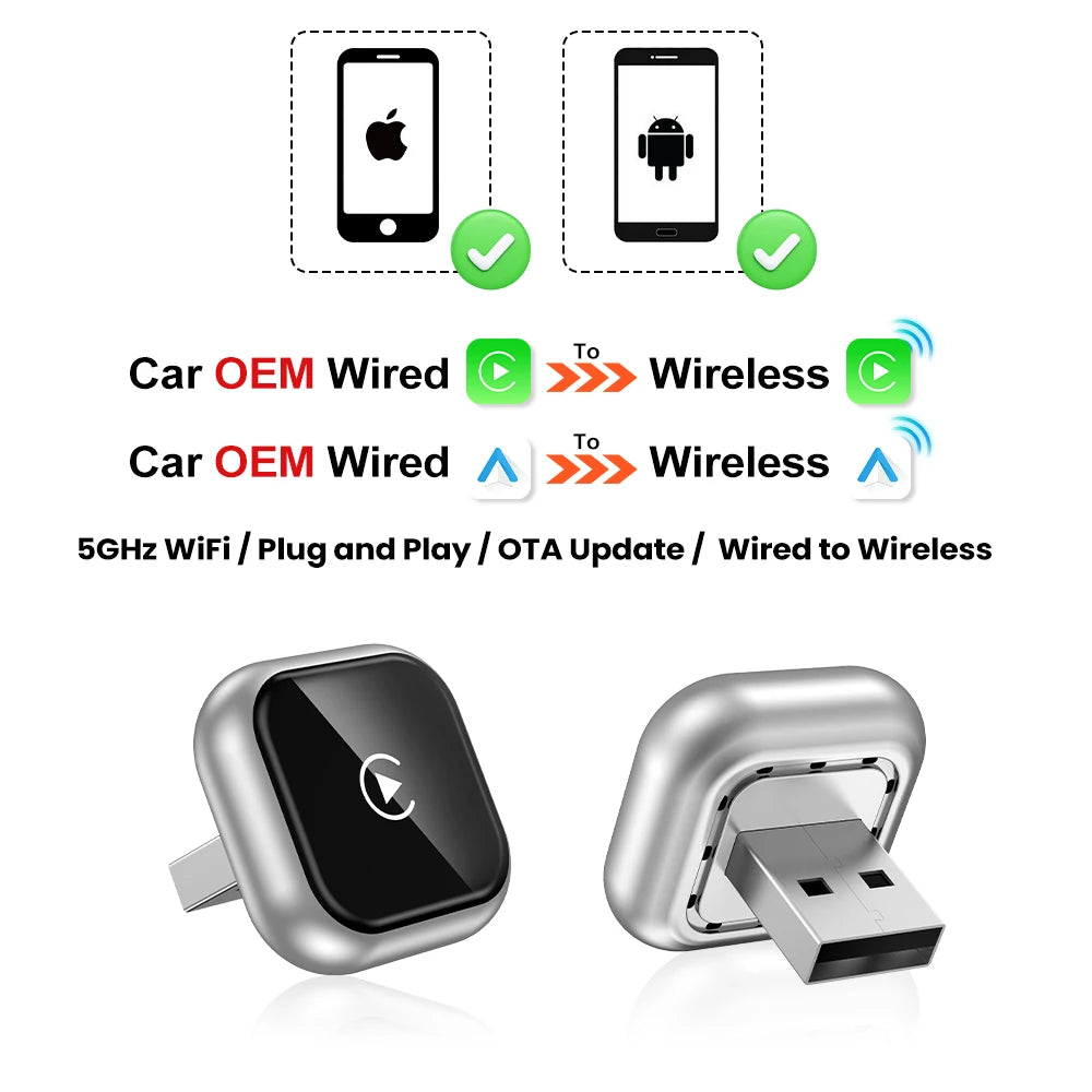 2026 NEW Wireless Carplay Adapter Android Auto 2in 1 Smart Dongle For iphone Android Phone For Volvo Benz Mg Kia Chery VW Honda by Tech-Home Store