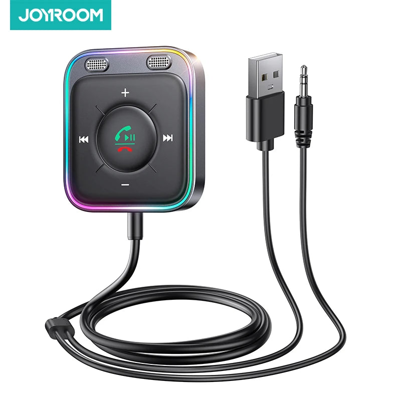 Joyroom Bluetooth 6.0 Wireless Receiver Car Adapter Enhanced Dual Mics ENC Noise Cancellation 3.5mm AUX Car Bluetooth Receiver by Tech-Home Store