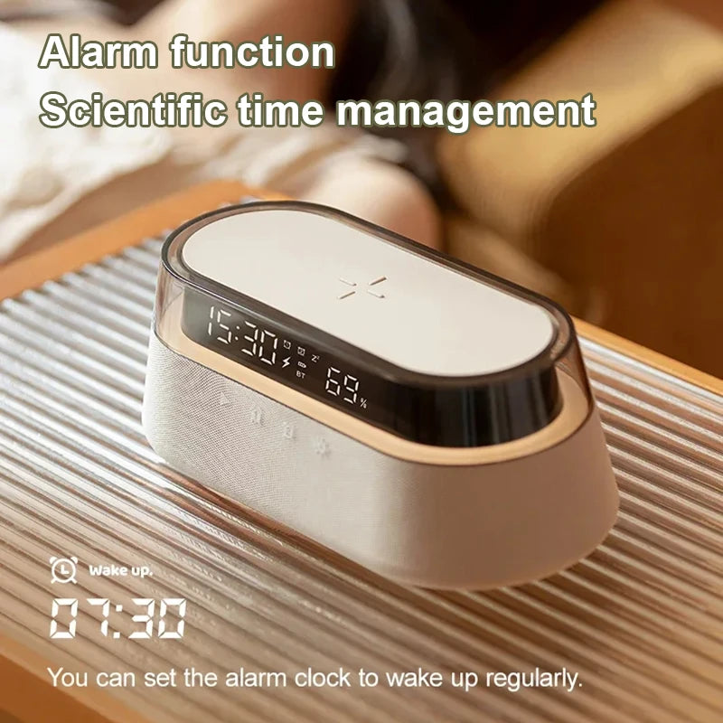 6-in-1 Smart Alarm Clock - 15W Wireless Charger, Bluetooth Speaker, FM Radio, Dual Alarm, USB Charger & RGB Night Light by Tech-Home Store