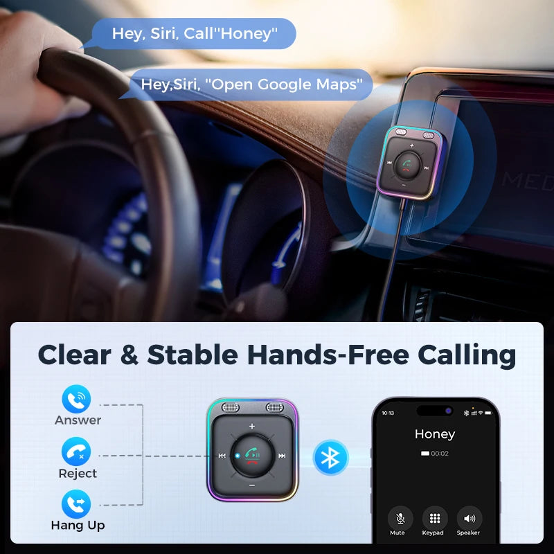 Joyroom Bluetooth 6.0 Wireless Receiver Car Adapter Enhanced Dual Mics ENC Noise Cancellation 3.5mm AUX Car Bluetooth Receiver by Tech-Home Store