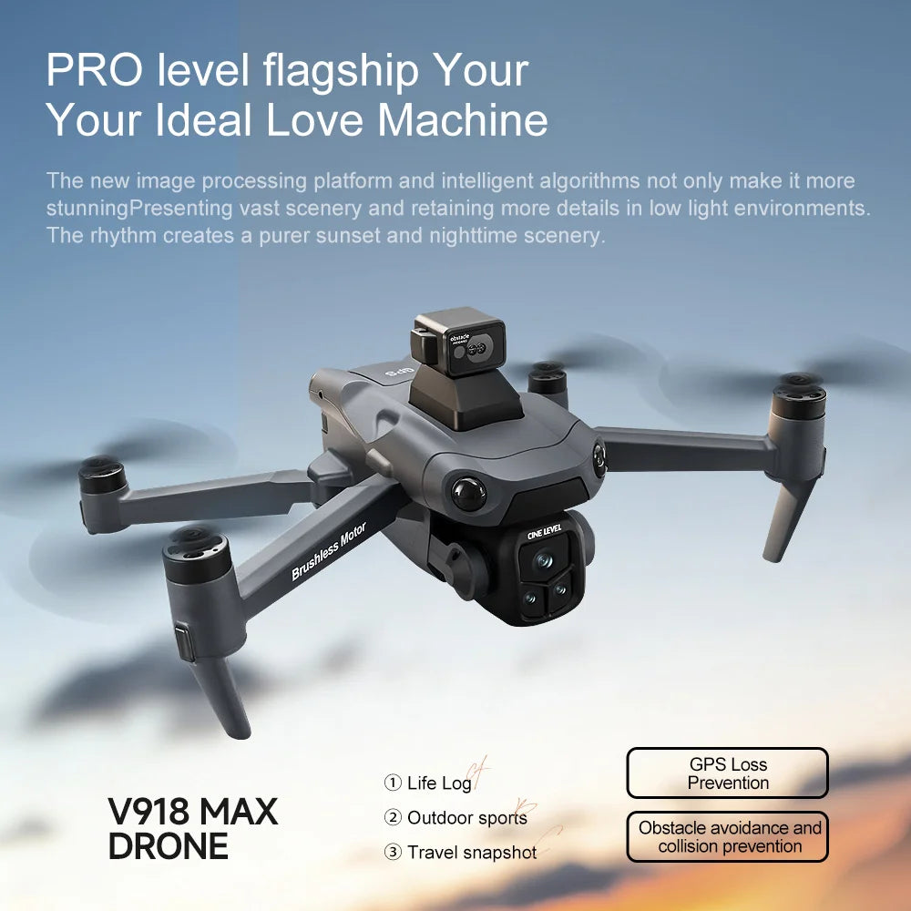 V918 Max Drone Laser Obstacle Avoidance 8K GPS Professional Camera FPV 3000M RC Quadcopter with LCD Screen Remote Control Gifts by Tech-Home Store