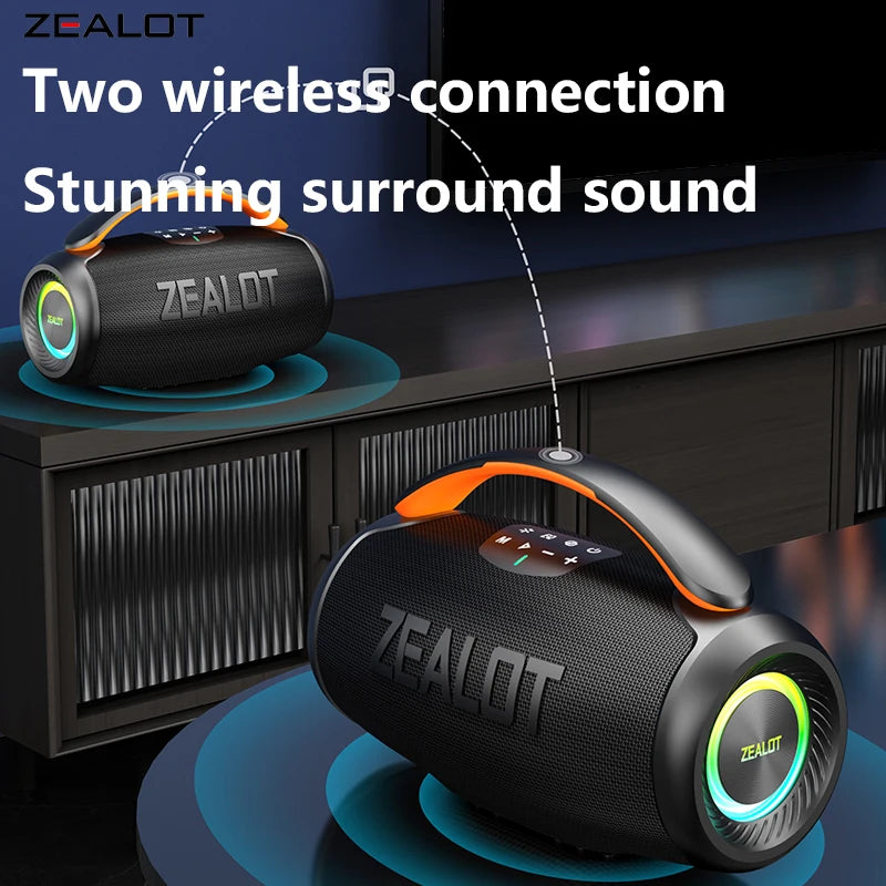 ZEALOT-P11 Bluetooth Speaker 50W Wireless Party Speaker with Bluetooth 5.4 Stereo Sound Comfortable handle Controllable Lightin Portable For Outdoors Long Battery Life by Tech-Home Store
