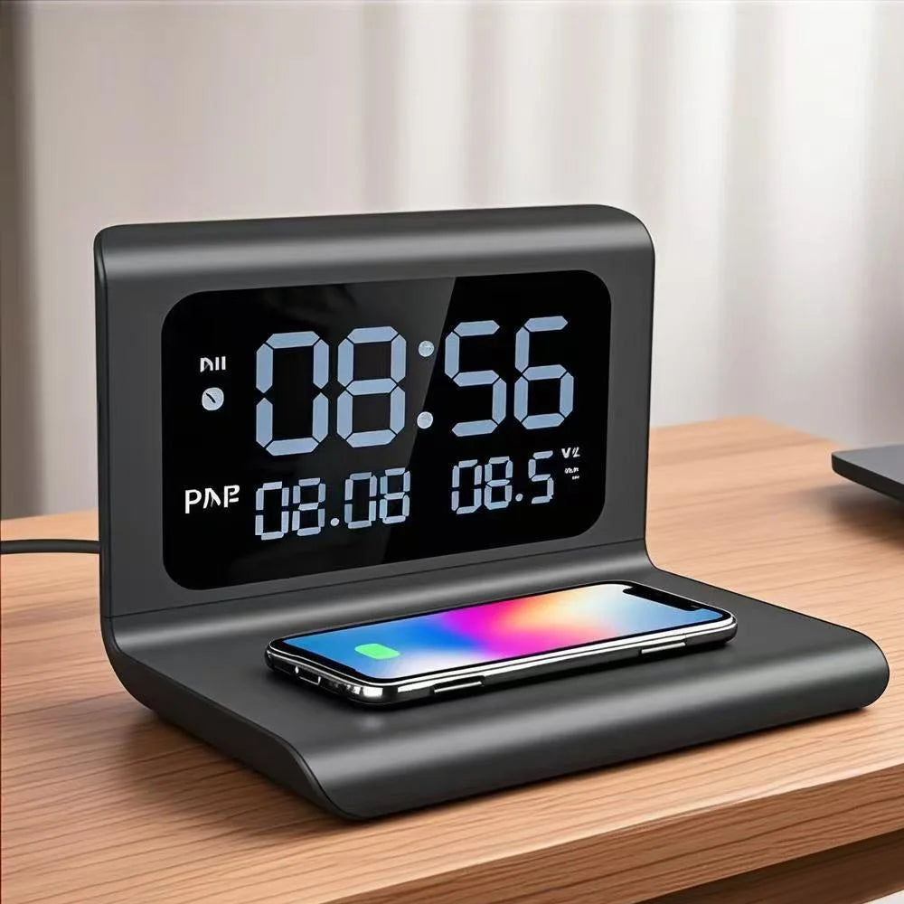 30W Wireless Charger Stand with Alarm Clock & Thermometer | Compatible with iPhone 17-11/X, SamsungS25 , Xiaomi & All Qi Phone by Tech-Home Store