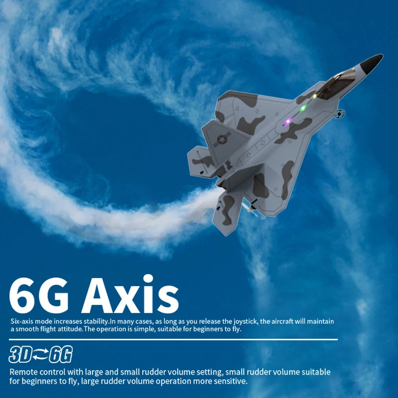 2024 New F22S 2.4G 4CH 3D6G RC Airplane Raptor F22 Warplane WLtoys A180 Upgrade Version LED Light With Gyroscope Out Door Toys by Tech-Home Store