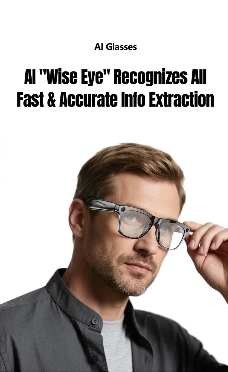 NovaTech VisionGlass 4K AI Smart Glasses - 800W Pixel Camera and Real Time Translation in 75 Languages by Tech-Home Store