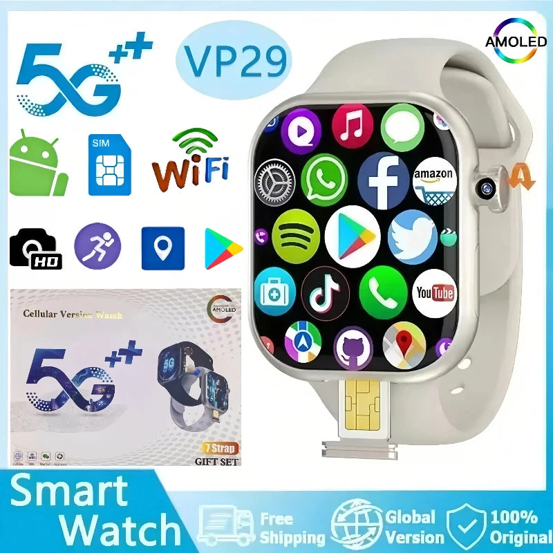 5G Android Smartwatch VP29 4G/5G LTE Sim Card GPS WIFI 2.29 inch Rotary Camera NFC health monitoring GPS WIFI App Store by Tech-Home Store