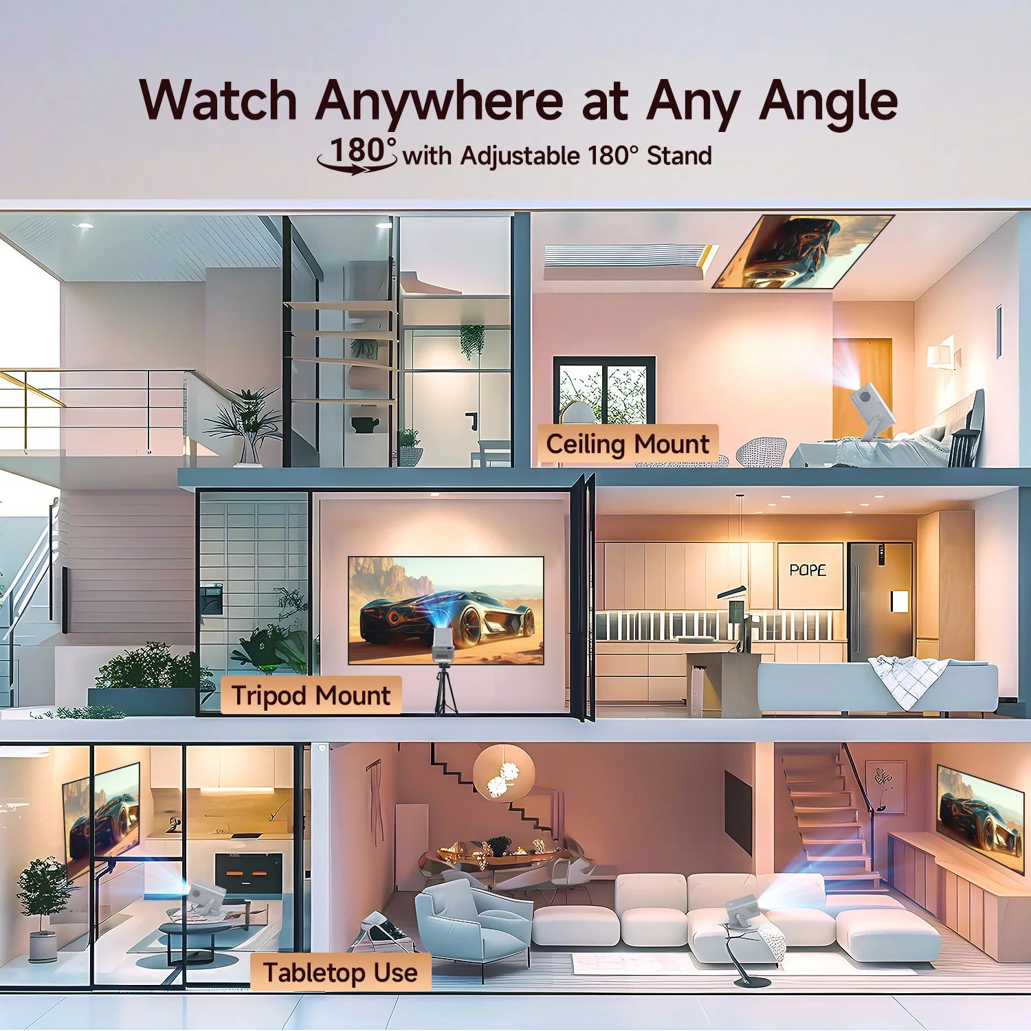 Magcubic X7 Projector - 1000 ANSI Brightness Native 1080p With 8K Support And Android 14 by Tech-Home Store